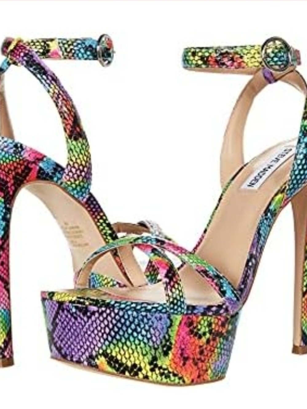 Steve Madden Rainbow Snake-Print Platform Sandals